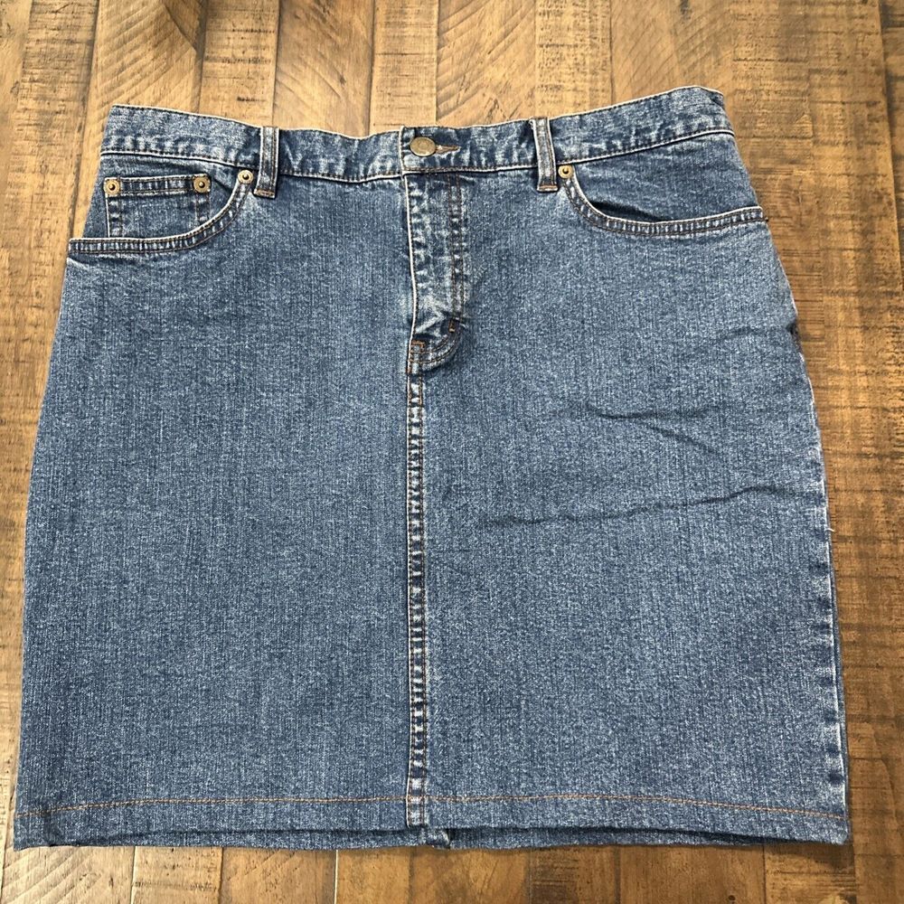 Ralph Lauren LRL Skirt Medium Wash Blue Denim Jean Size 10‎ Petite, (SO17)